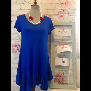 Amelia James Blue Ruffle Tunic Top (S)